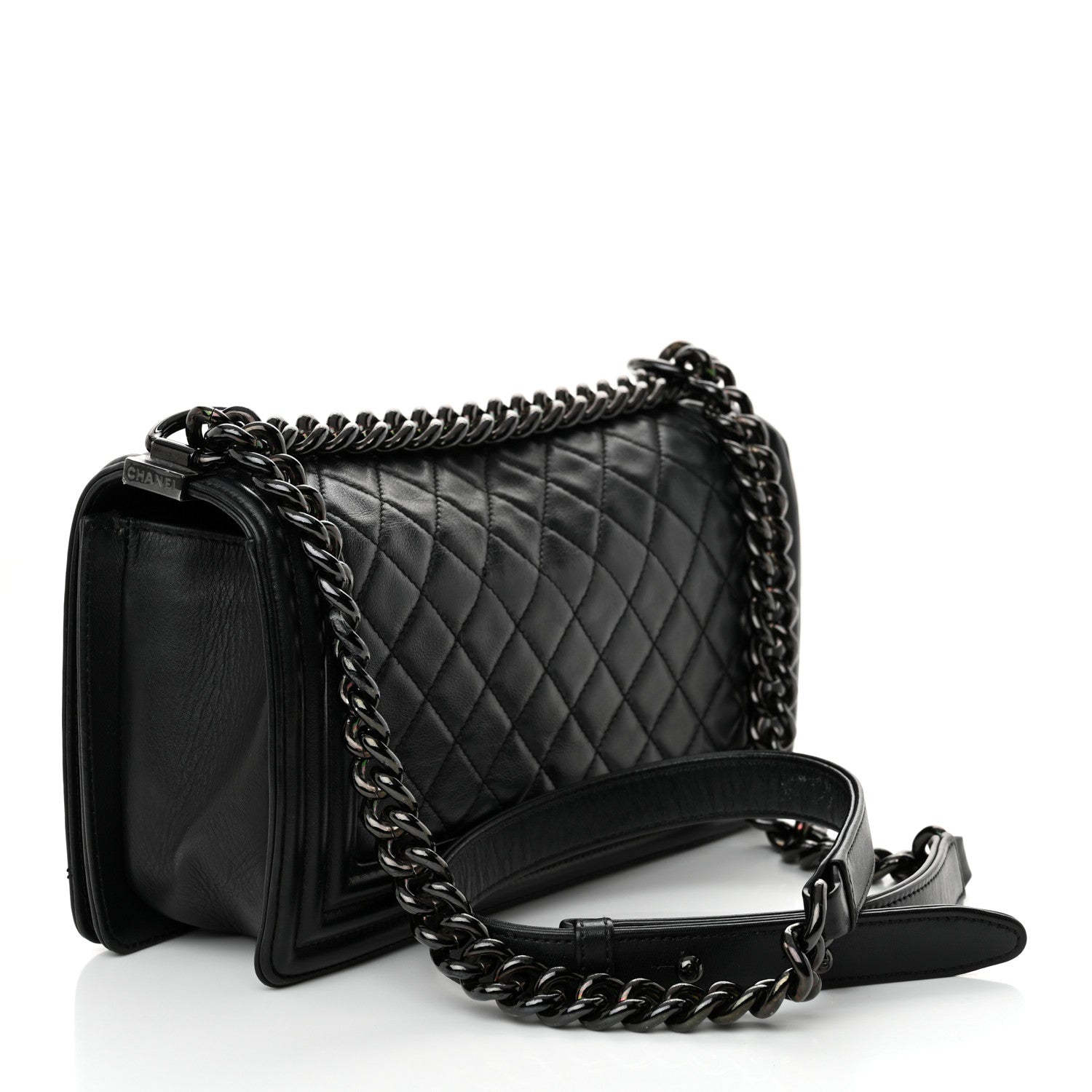 Chanel Calfskin Quilted Medium Boy Flap So Black 3 of 12