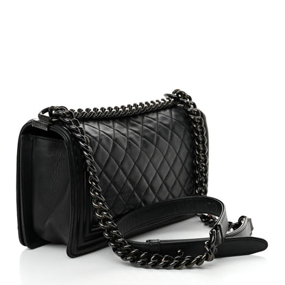 Chanel Calfskin Quilted Medium Boy Flap So Black 3 of 12