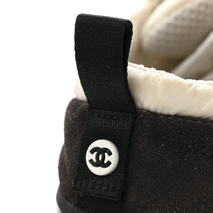 Chanel Nylon Suede Calfskin CC Sneakers 37 White Dark Grey 9 of 13