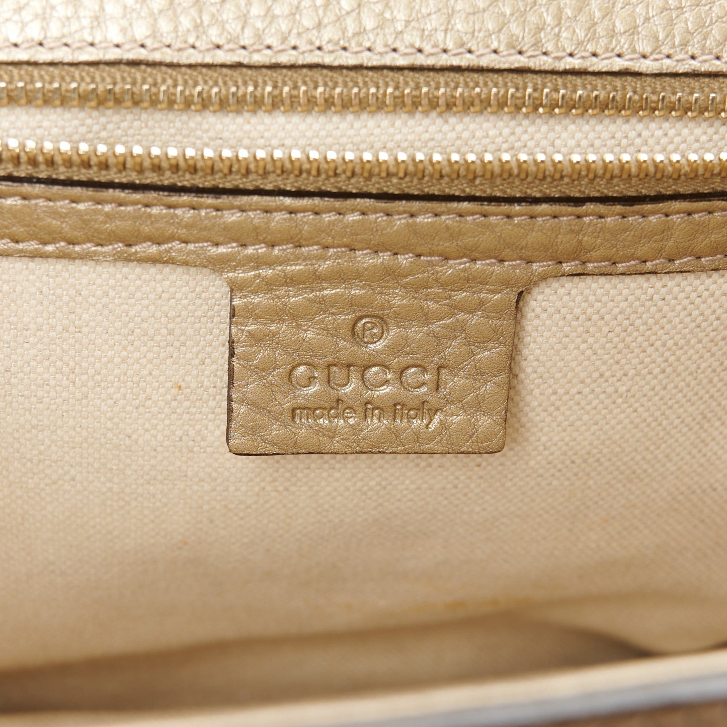 Monogram Metallic Calfskin Medium New Bamboo Top Handle Bag Golden Beige
