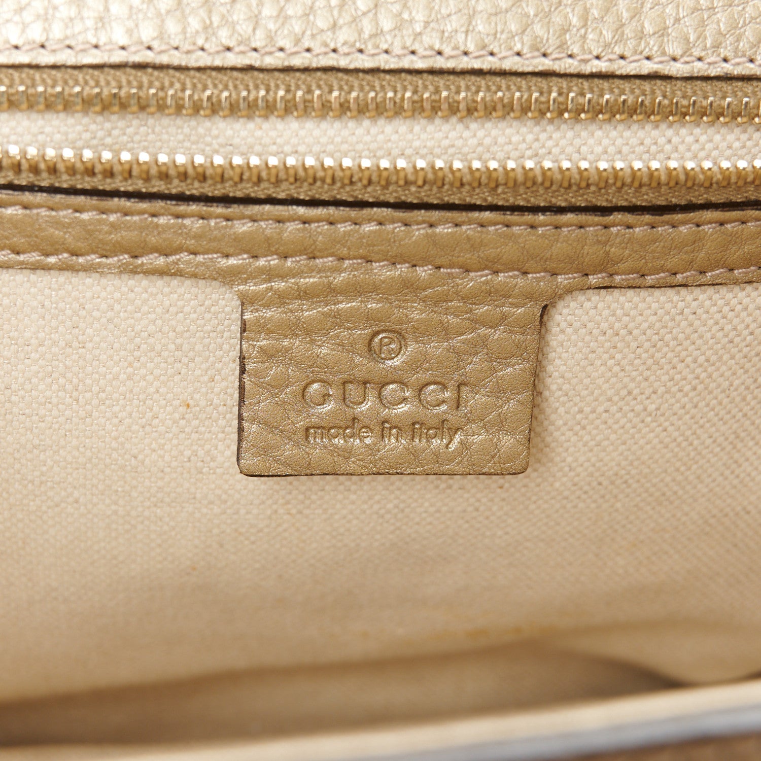 Gucci Monogram Metallic Calfskin Medium New Bamboo Top Handle Bag Golden Beige 7 of 11