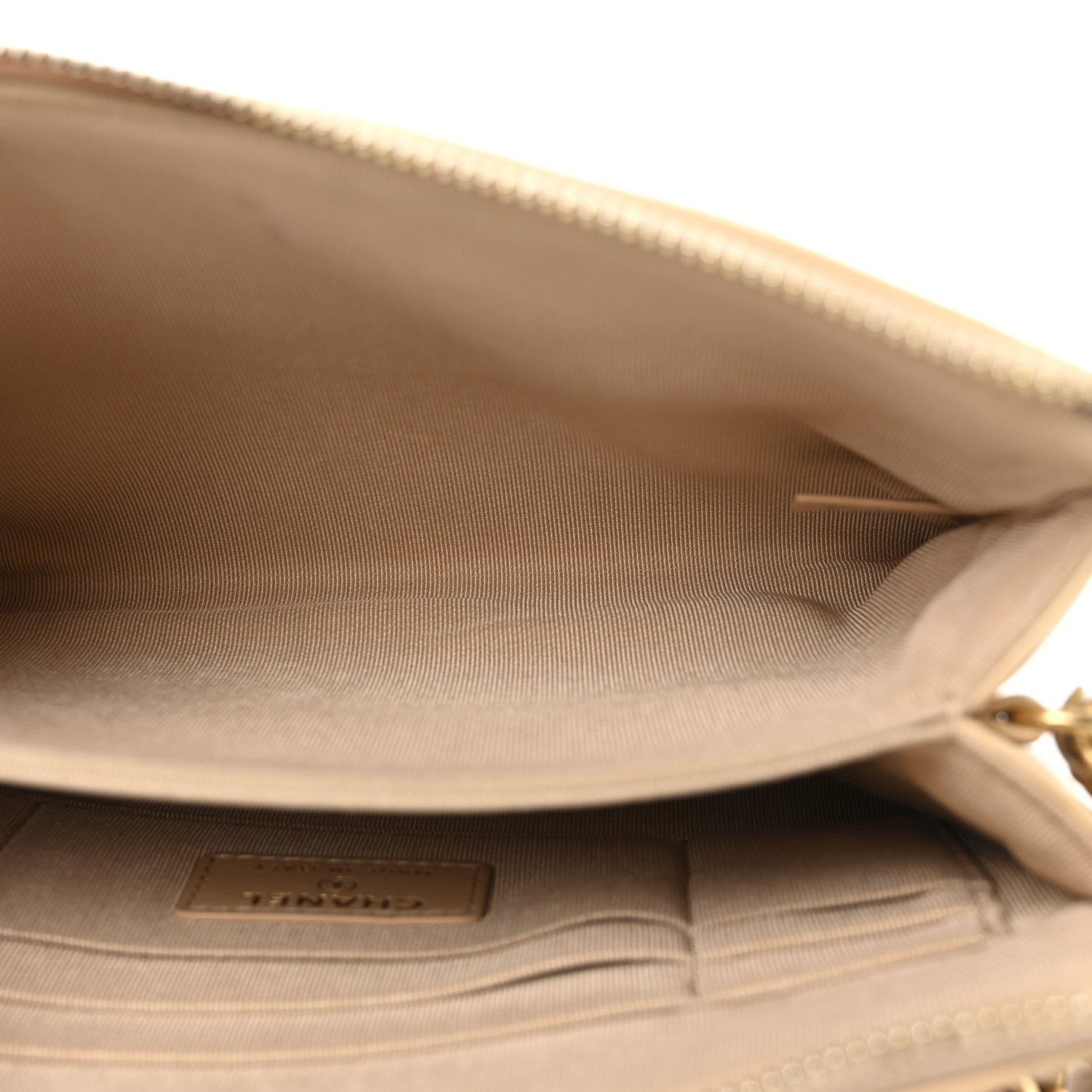 Chanel Shiny Goatskin Quilted Chanel 19 Small Pouch With Handle Beige 5 of 8