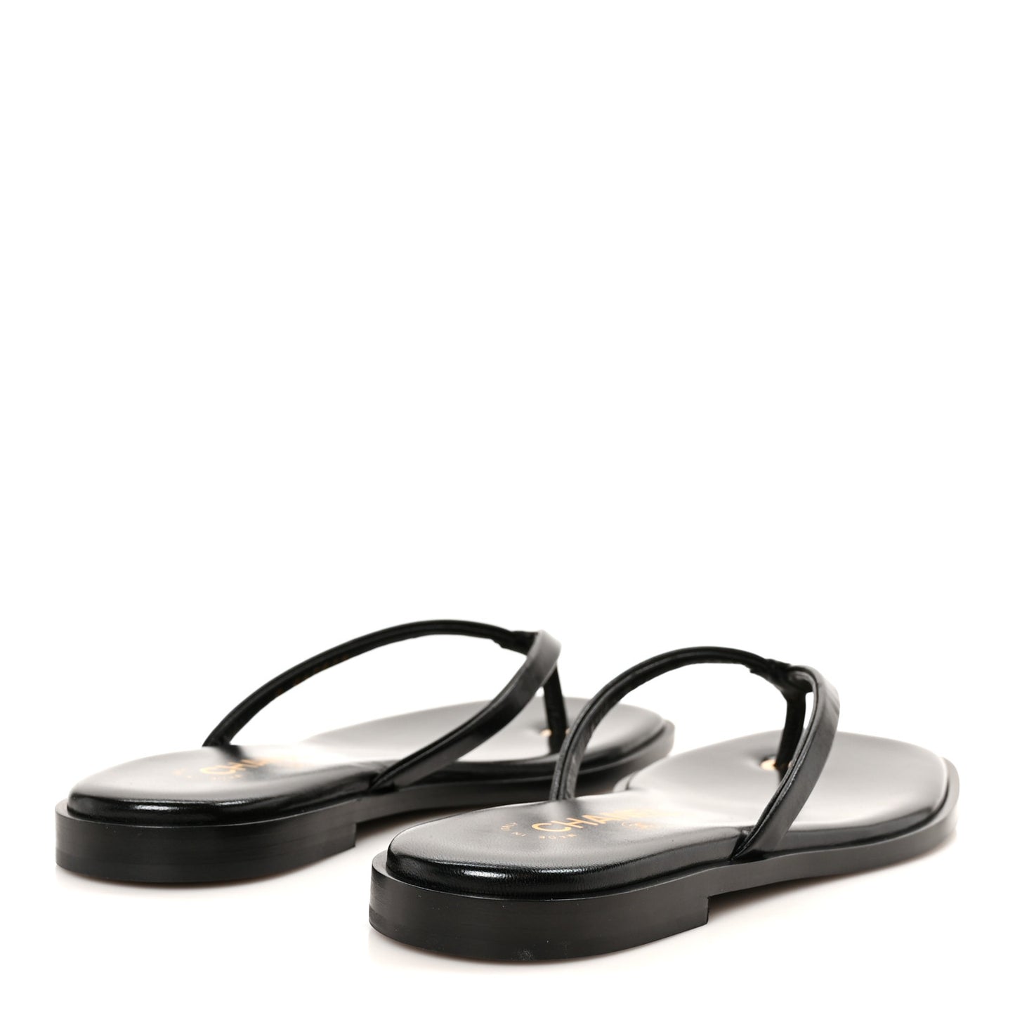 Goatskin CC Times Square Thong Sandals 38.5 Black