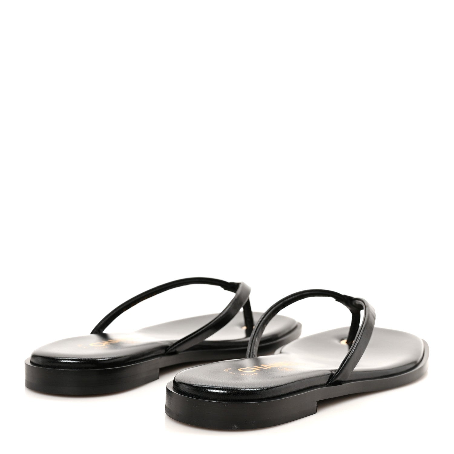 Chanel Goatskin CC Times Square Thong Sandals 38.5 Black 5 of 10
