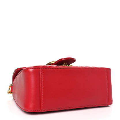 Gucci Calfskin Matelasse Mini GG Marmont Top Handle Shoulder Bag Hibiscus Red 4 of 11