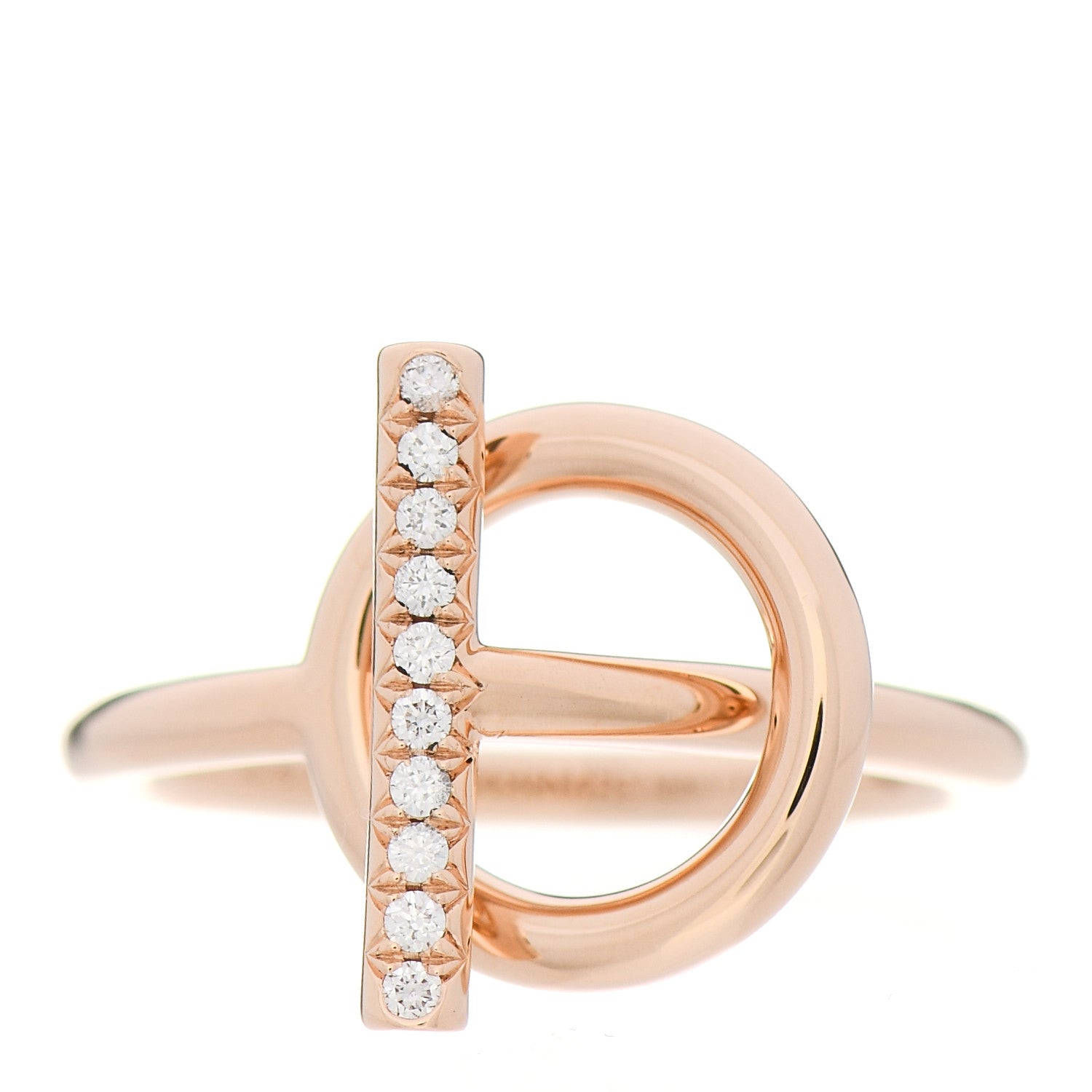 Hermes 18K Rose Gold Diamond PM Echappee Ring 52 6 1 of 6