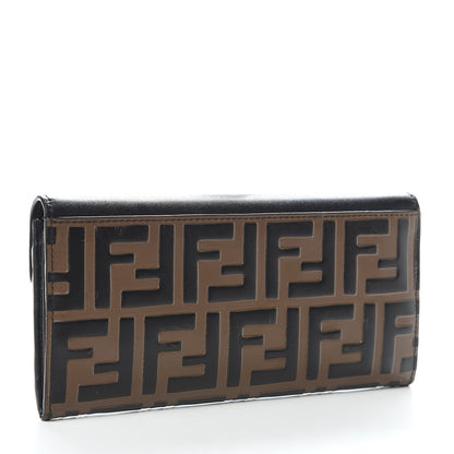 Fendi Vitello Liberty F is Fendi Bi-Color FF 1974 Embossed Continental Envelope Wallet Maya Black 3 of 8