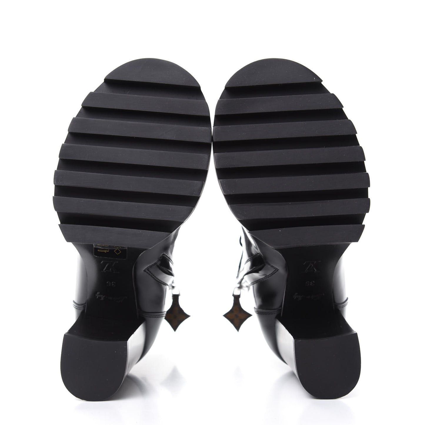 Patent Calfskin Monogram Star Trail Ankle Boots 36 Black