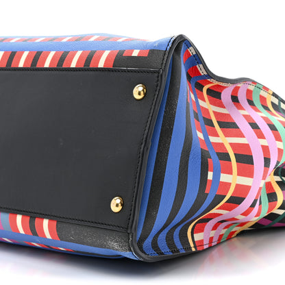 Fendi Vitello Seta Digital Print Large Peekaboo Iconic Satchel Multicolor Black 10 of 19
