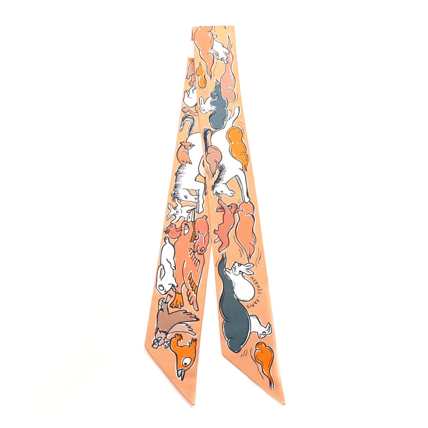 Silk Mille Et Un Lapins Twilly Beige Dore Abricot White