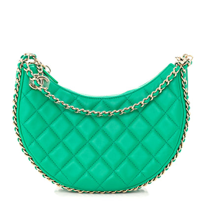 Chanel Lambskin Quilted Small Hobo Bag Green 1 of 11