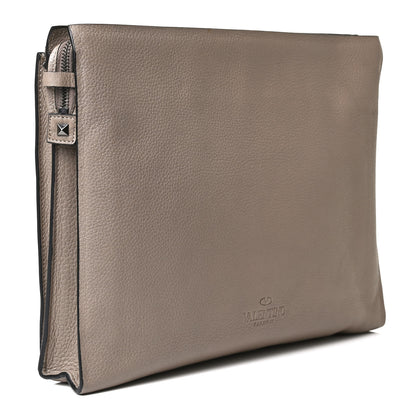 Valentino Garavani Pebbled Calfskin Rockstud Strap Clutch Poudre 3 of 12