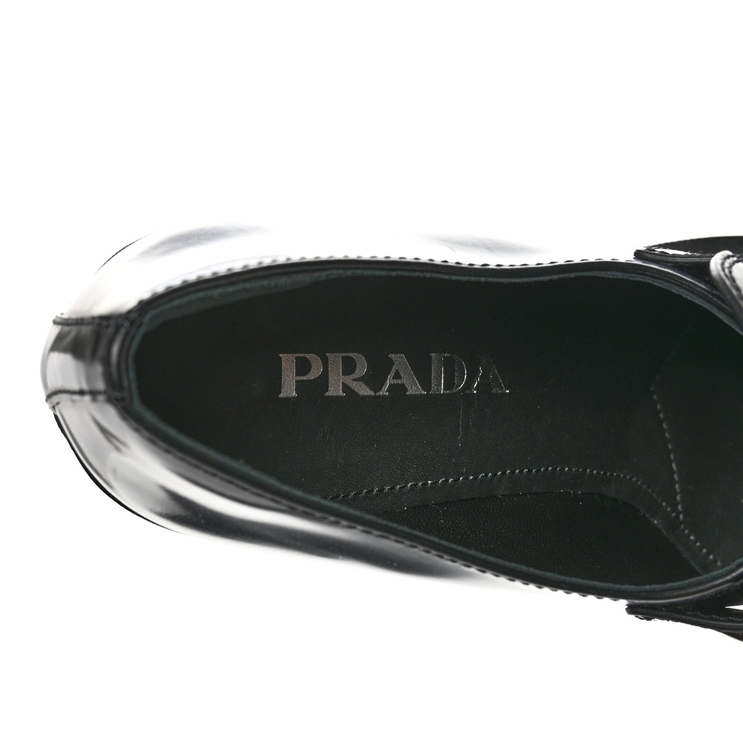 Spazzolato Metal Triangle Logo 85mm Loafers 39.5 Black