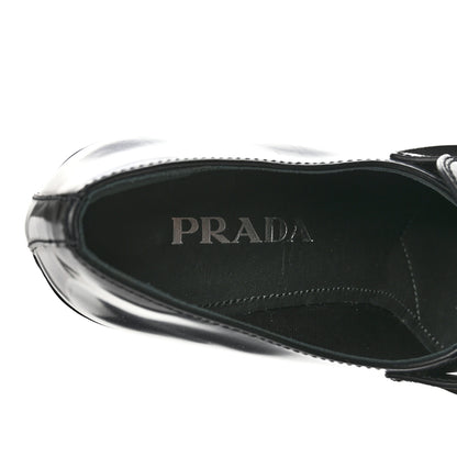 Prada Spazzolato Metal Triangle Logo 85mm Loafers 39.5 Black 7 of 9