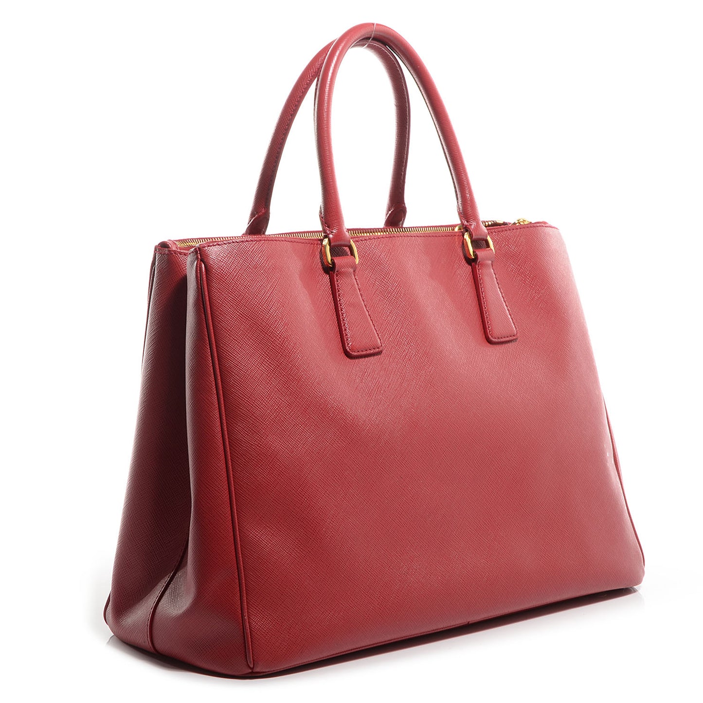Saffiano Lux Large Double Zip Tote Fuoco