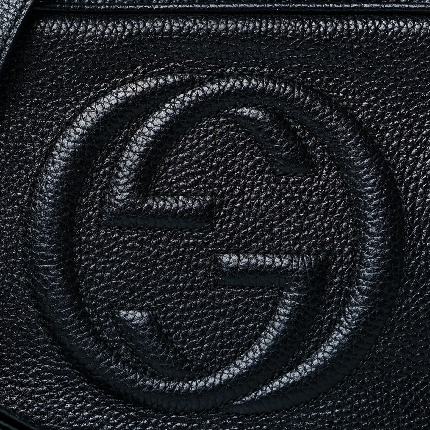 Pebbled Calfskin Small Soho Disco Bag Black