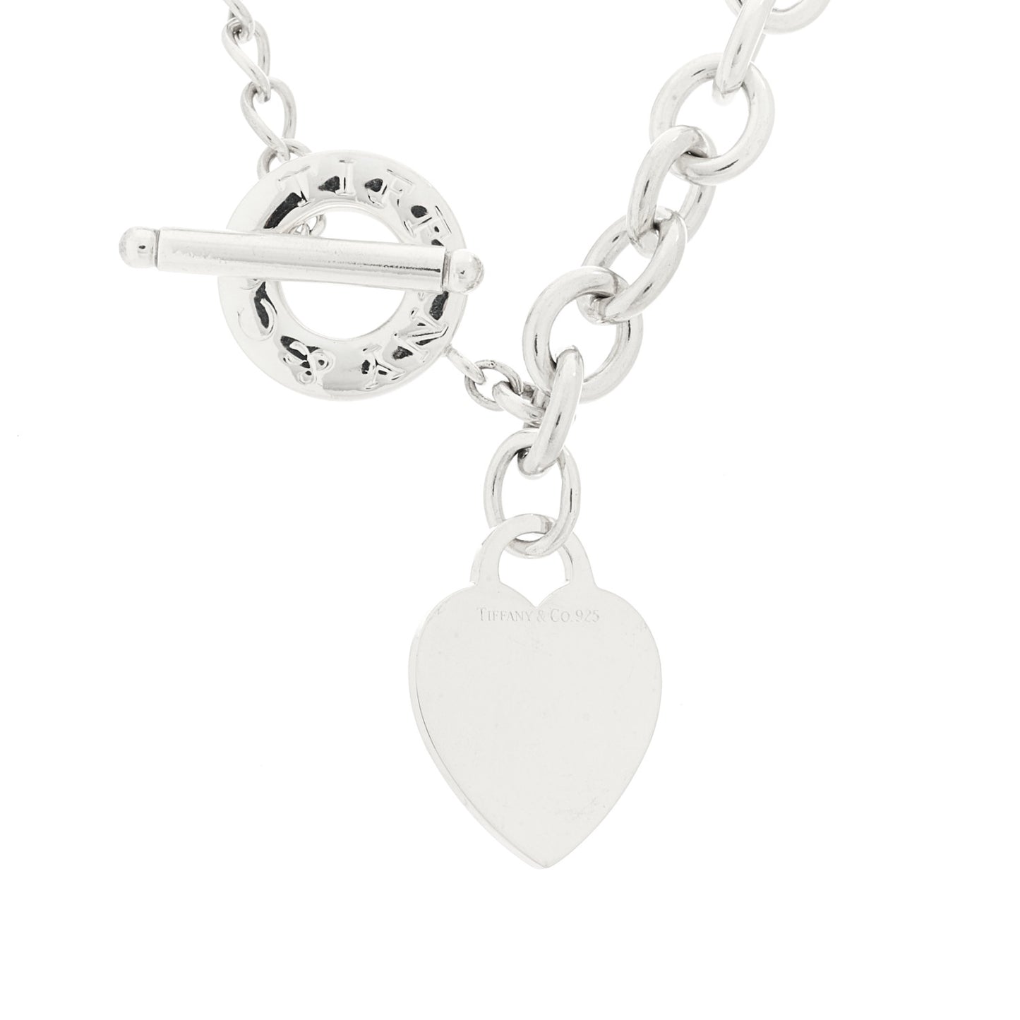 Sterling Silver Heart Tag Toggle Necklace