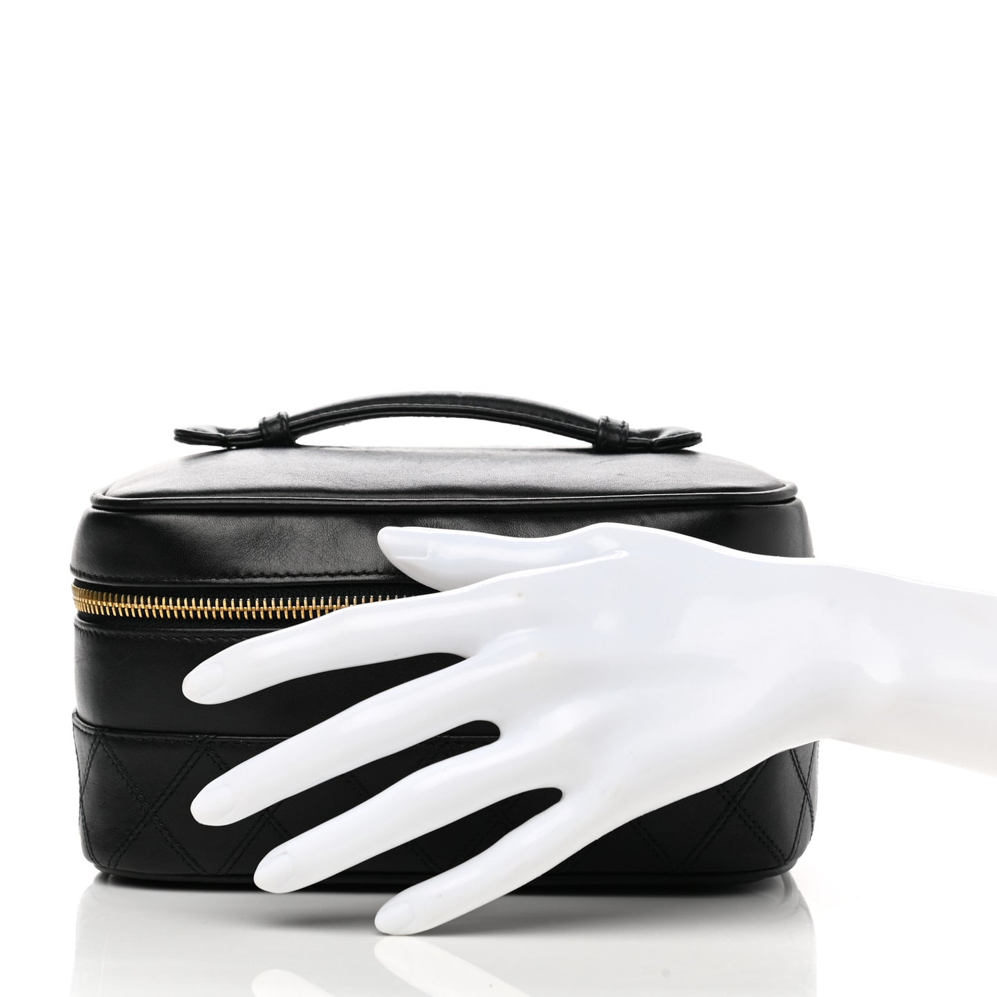 Lambskin Vanity Cosmetic Case Black