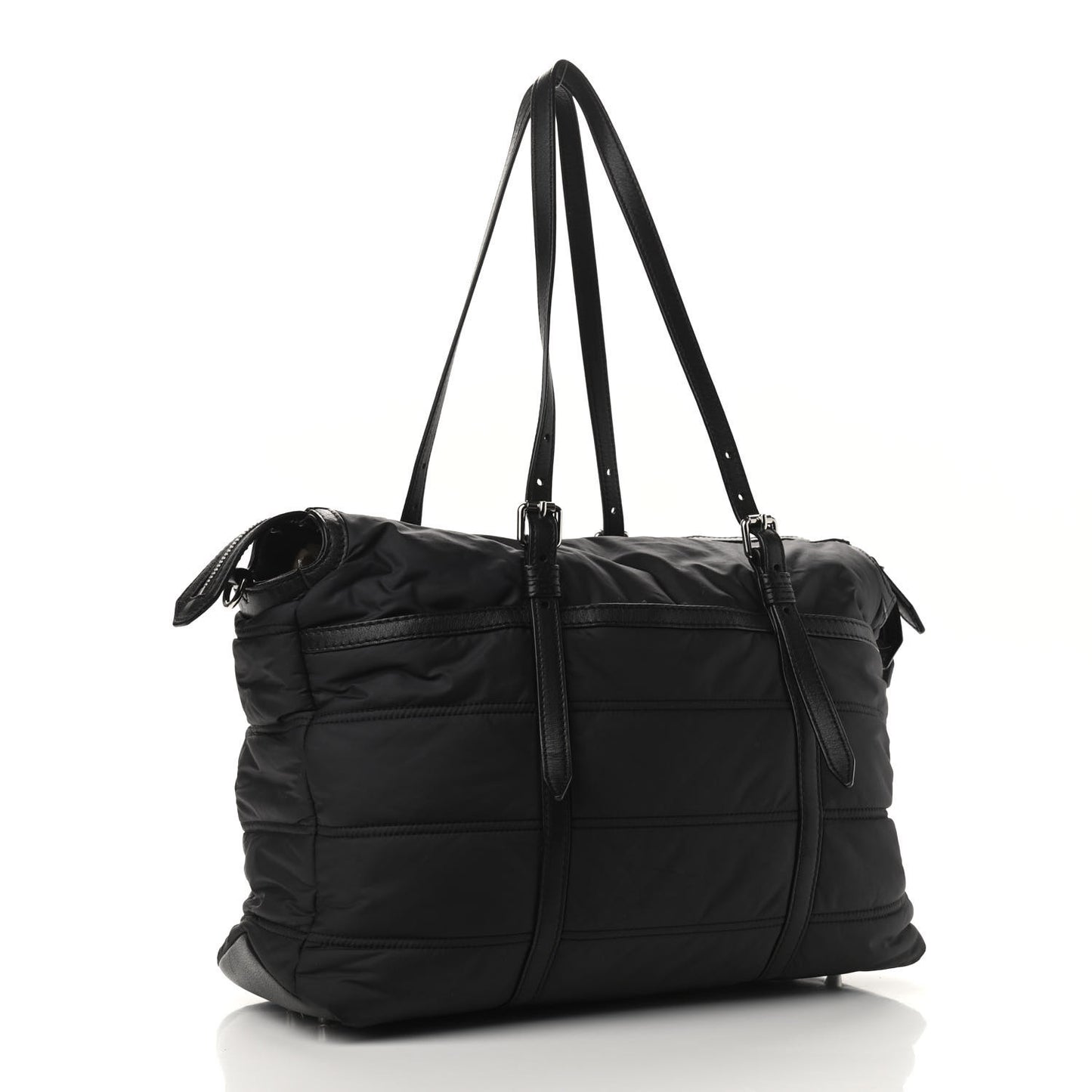 Nylon House Check Quilted Abbey Diaper Bag Black