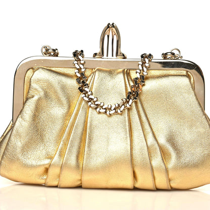 Christian Louboutin Nappa Loubi Lula Mini Frame Clutch Gold 2 of 8