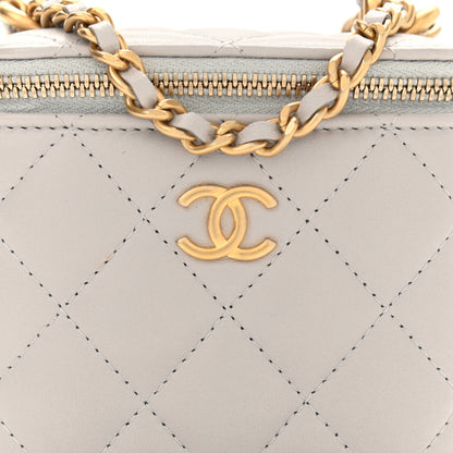 Chanel Lambskin Quilted Top Handle Mini Vanity Case With Chain Grey 8 of 11
