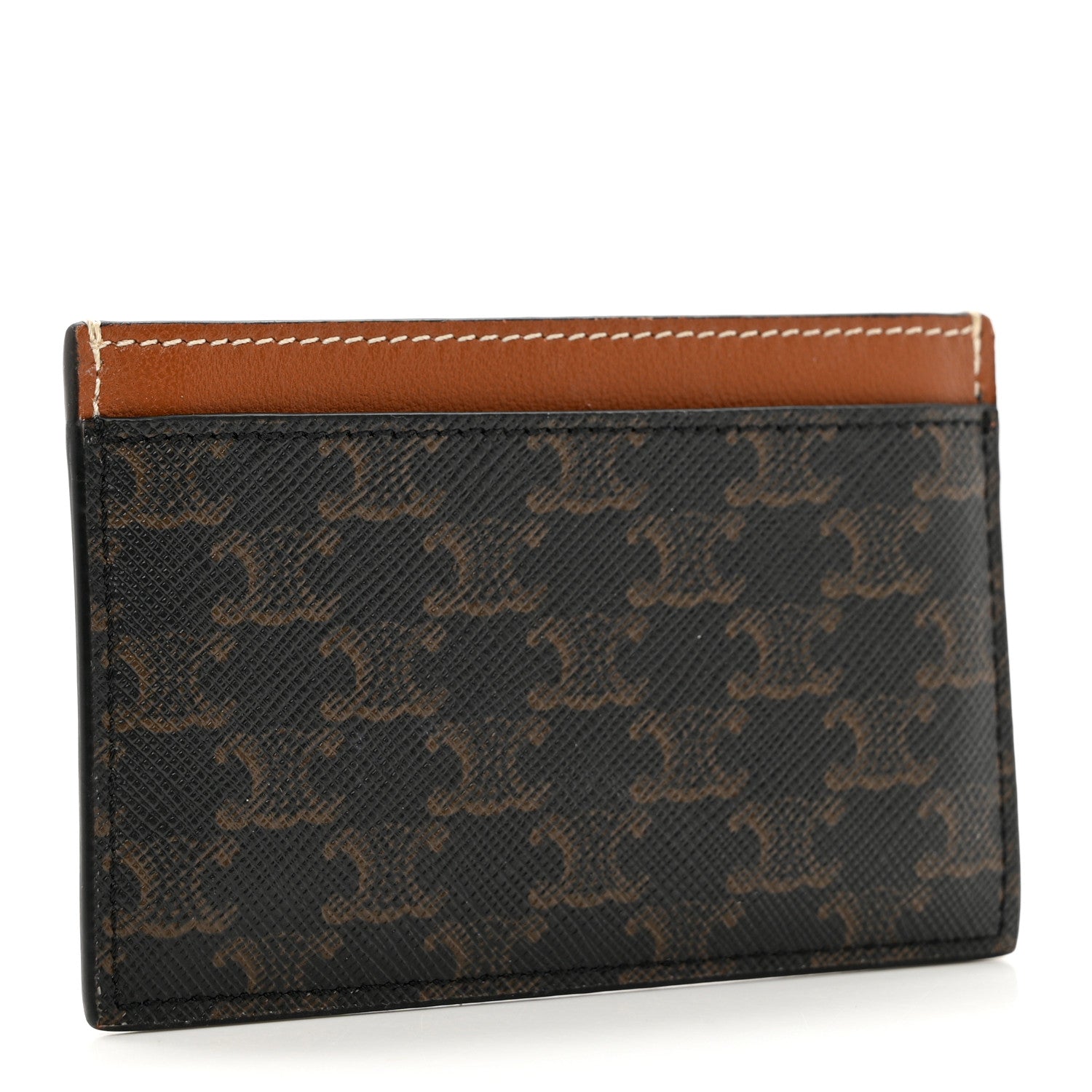 Celine Triomphe Canvas Card Holder Tan 3 of 6