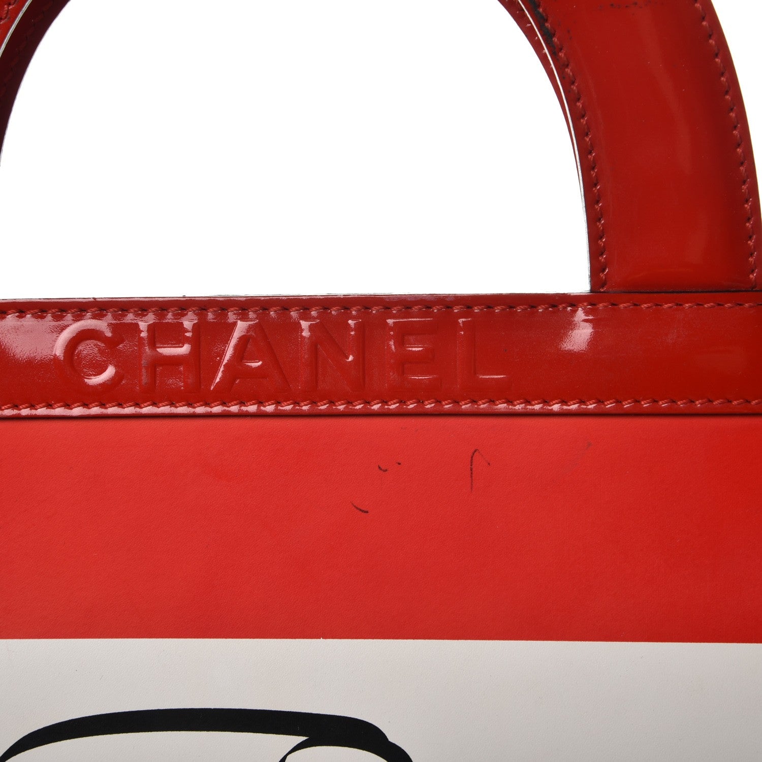 Chanel Patent Printed Shopping Tote Red 9 of 21