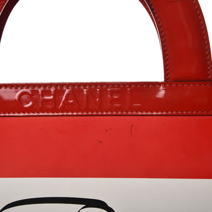 Chanel Patent Printed Shopping Tote Red 9 of 21