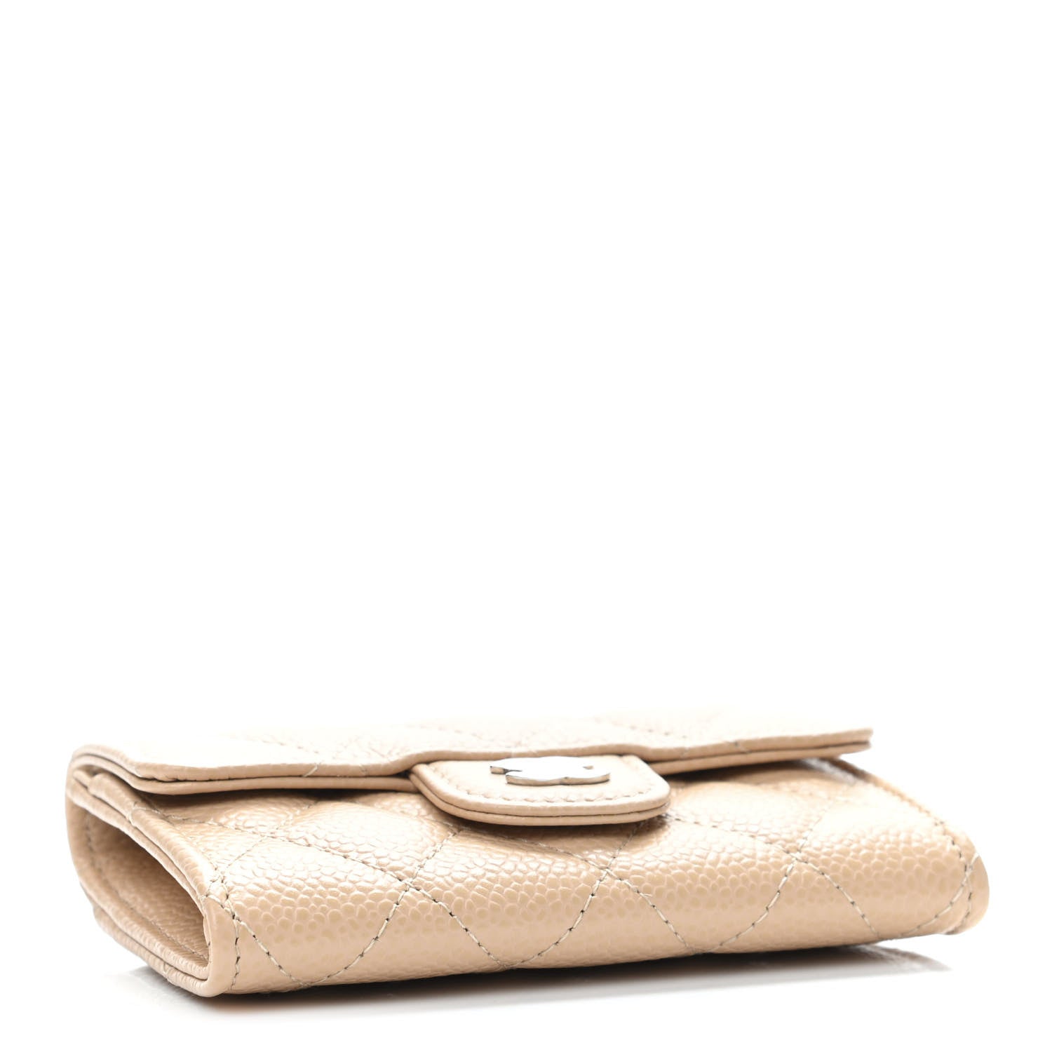 Chanel Caviar Quilted Flap Card Holder Wallet Beige 3 of 4