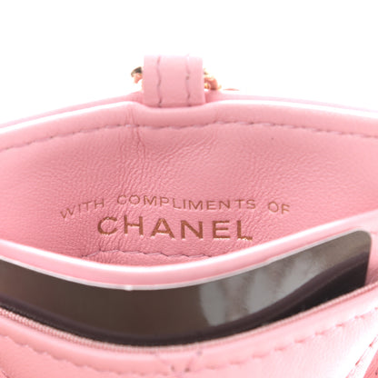 Chanel Lambskin Quilted Chanel Card Holder On Chain Pink 6 of 9