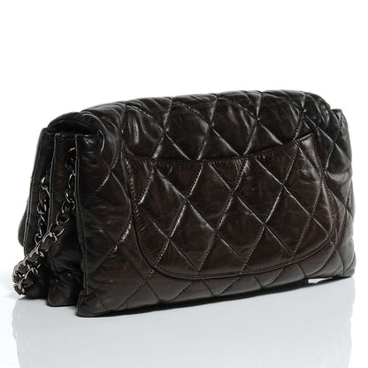 Chanel Glazed Calfskin Quilted 3 Accordion Flap Dark Brown 3 of 7