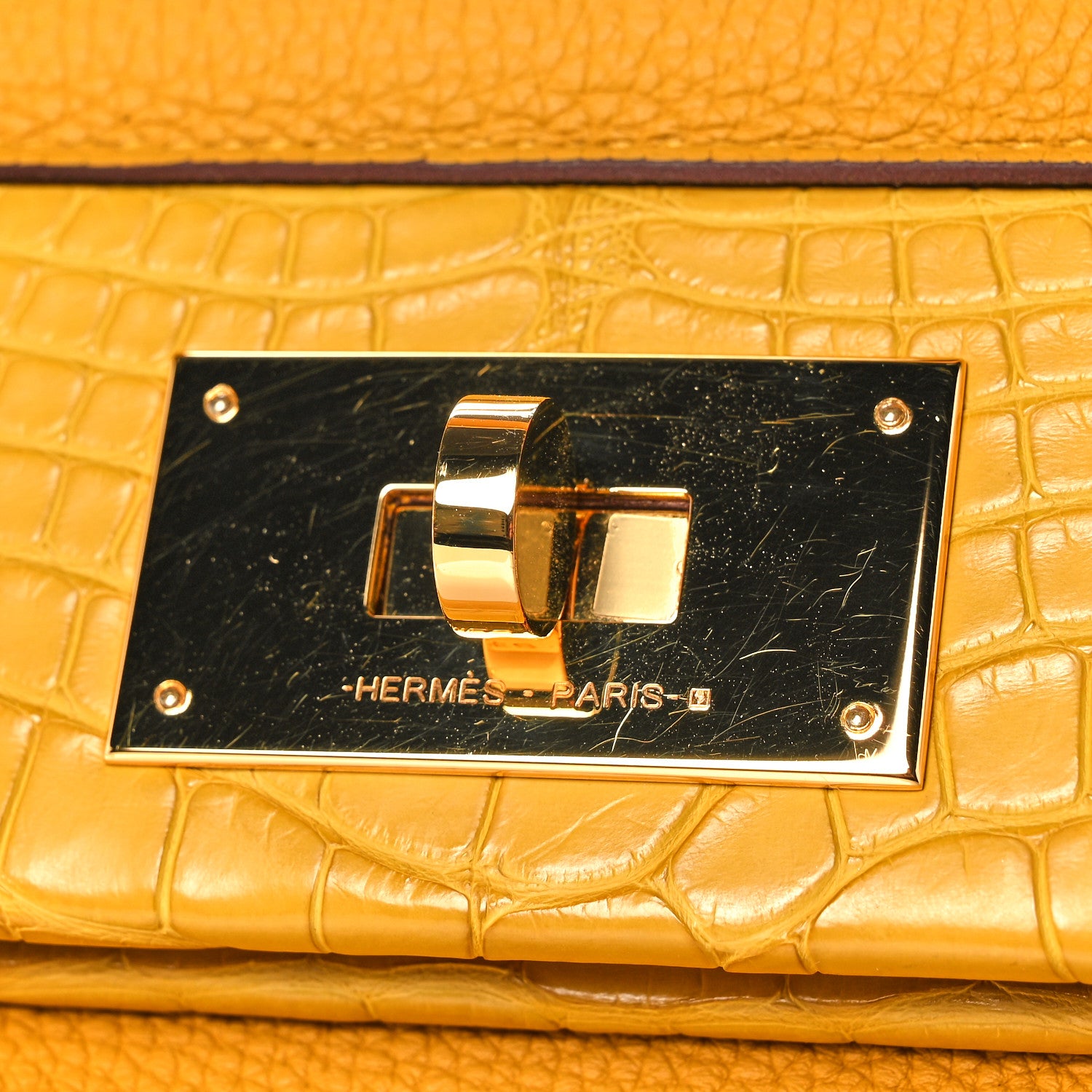 Hermes Togo Matte Alligator Swift Touch 24/24 29 Jaune Ambre 10 of 11