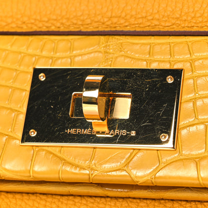 Hermes Togo Matte Alligator Swift Touch 24/24 29 Jaune Ambre 10 of 11