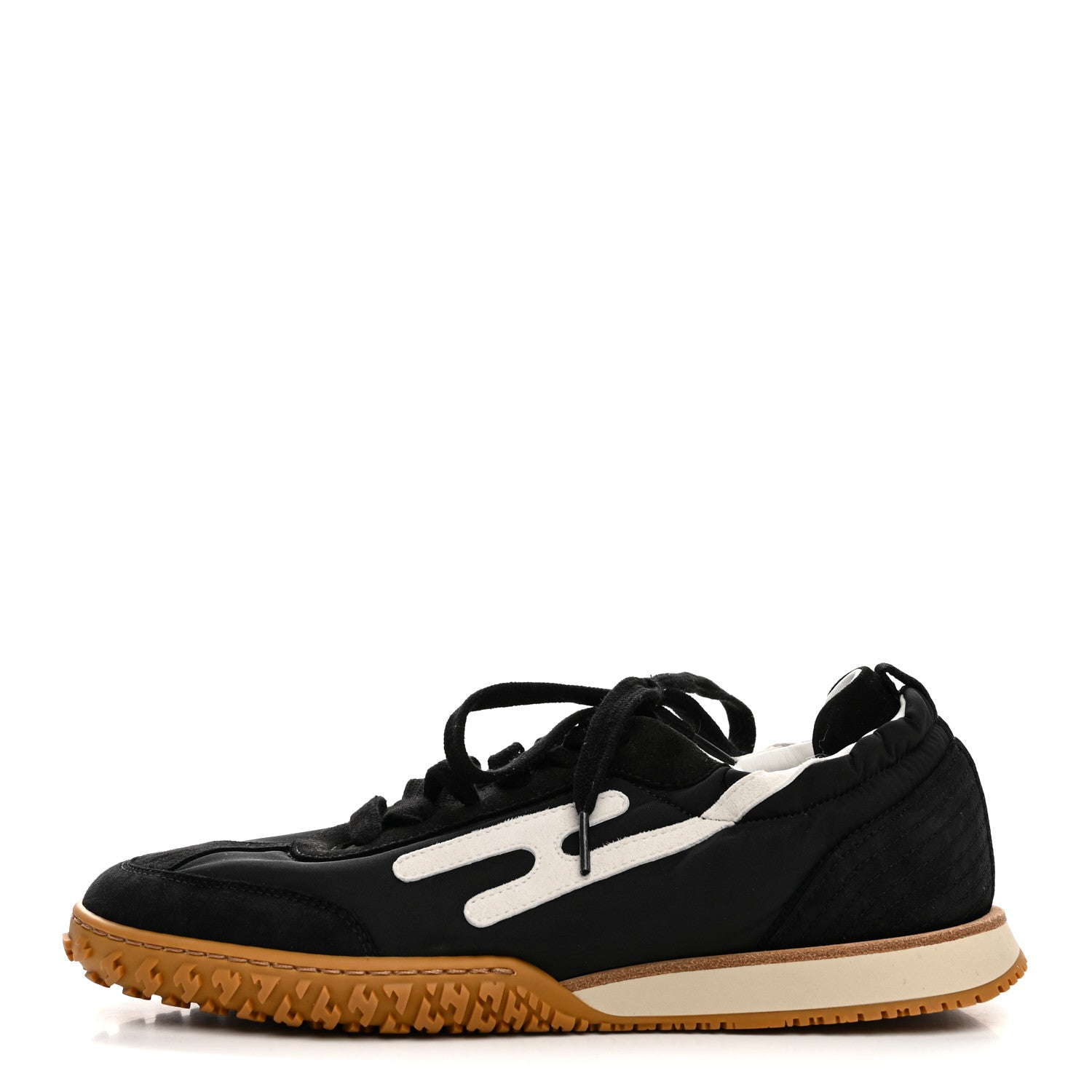 Hermes Parachute Fabric Suede Goatskin Jet Sneakers 38.5 Black White 1 of 9