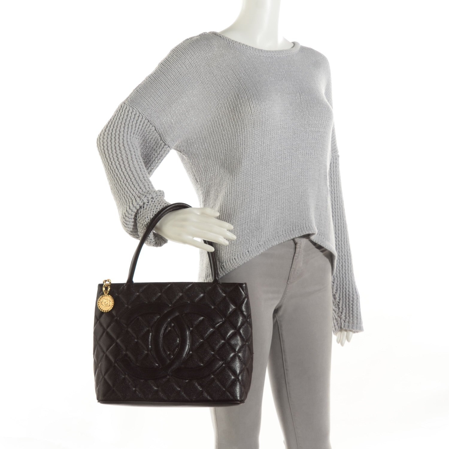 Chanel Caviar Quilted Medallion CC Tote Dark Brown 2 of 7