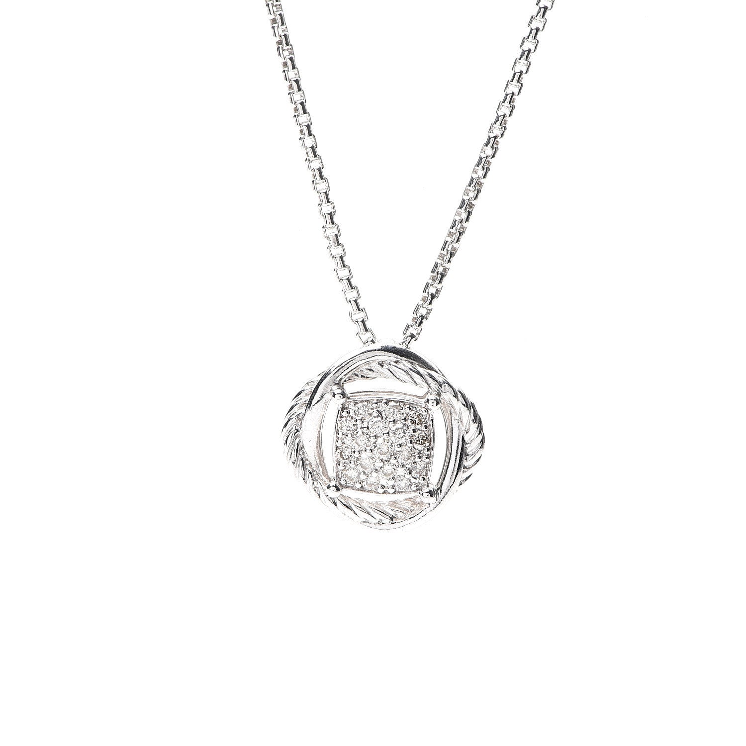 David Yurman Sterling Silver Diamond 7mm Infinity Pendant Necklace 3 of 4