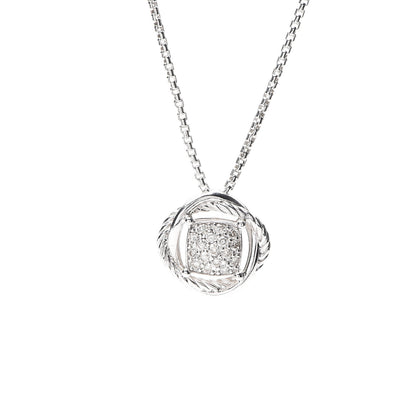 David Yurman Sterling Silver Diamond 7mm Infinity Pendant Necklace 3 of 4
