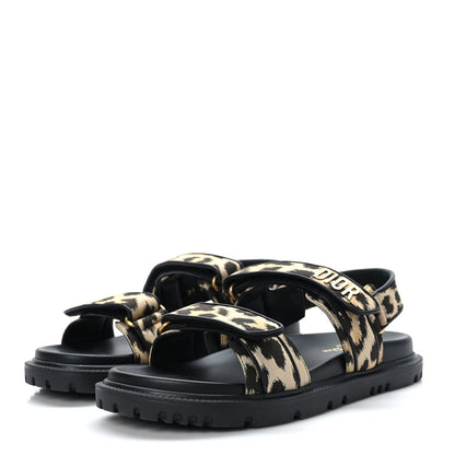 Christian Dior Technical Fabric Mizza Print Dioract Sandals 40 Beige Multicolor 3 of 8