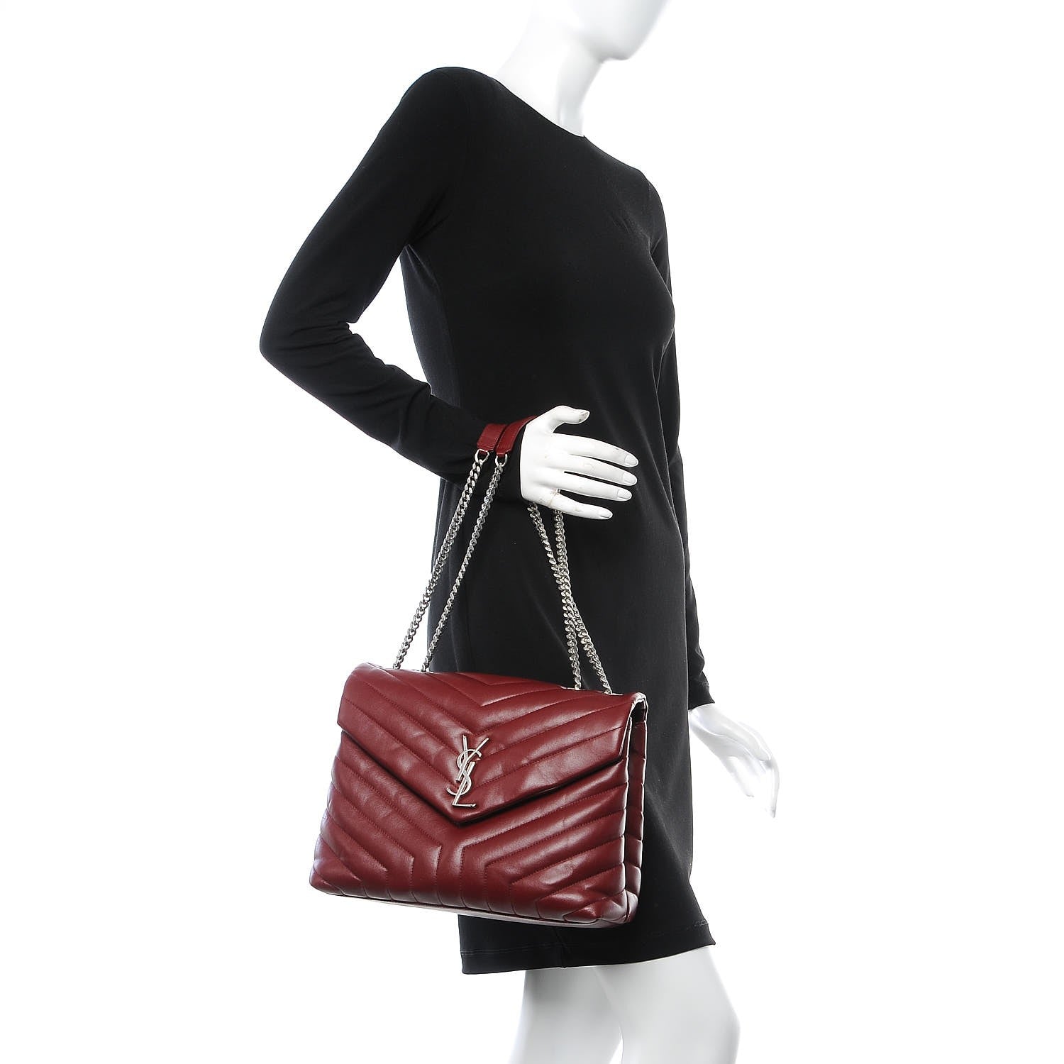 Saint Laurent Calfskin Y Quilted Monogram Medium Loulou Chain Satchel Palissandre 2 of 8