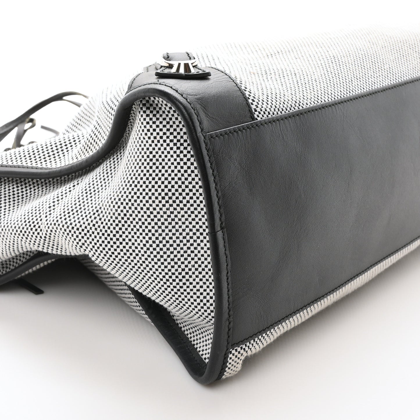 Calfskin Twill Classic Hardware Perforated City Black White