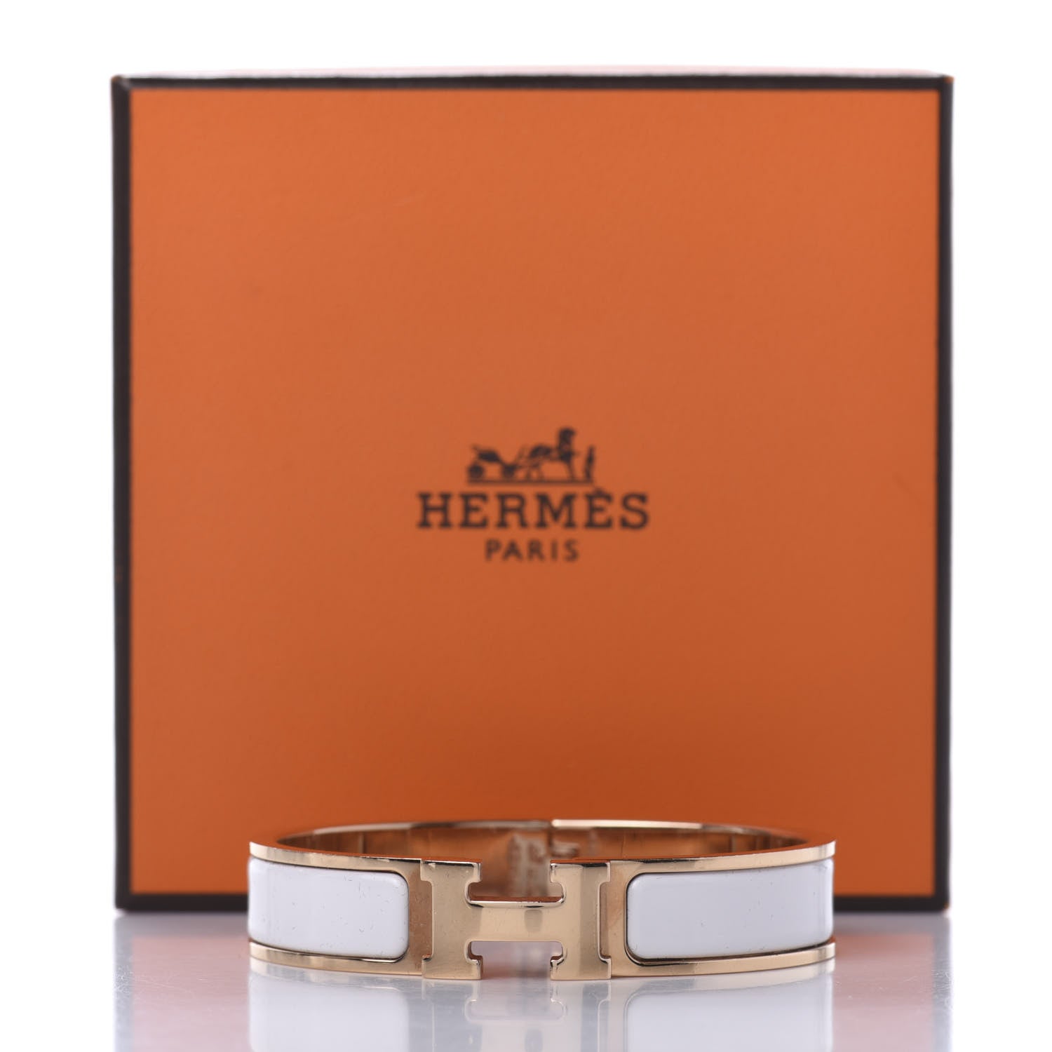 Hermes Enamel Narrow Clic Clac H Bracelet PM White 7 of 7