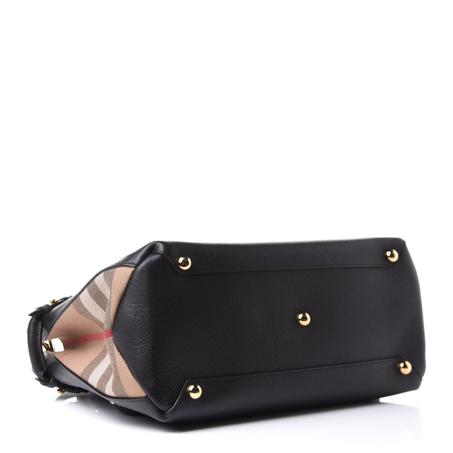 Grainy Calfskin House Check Medium Banner Tote Black