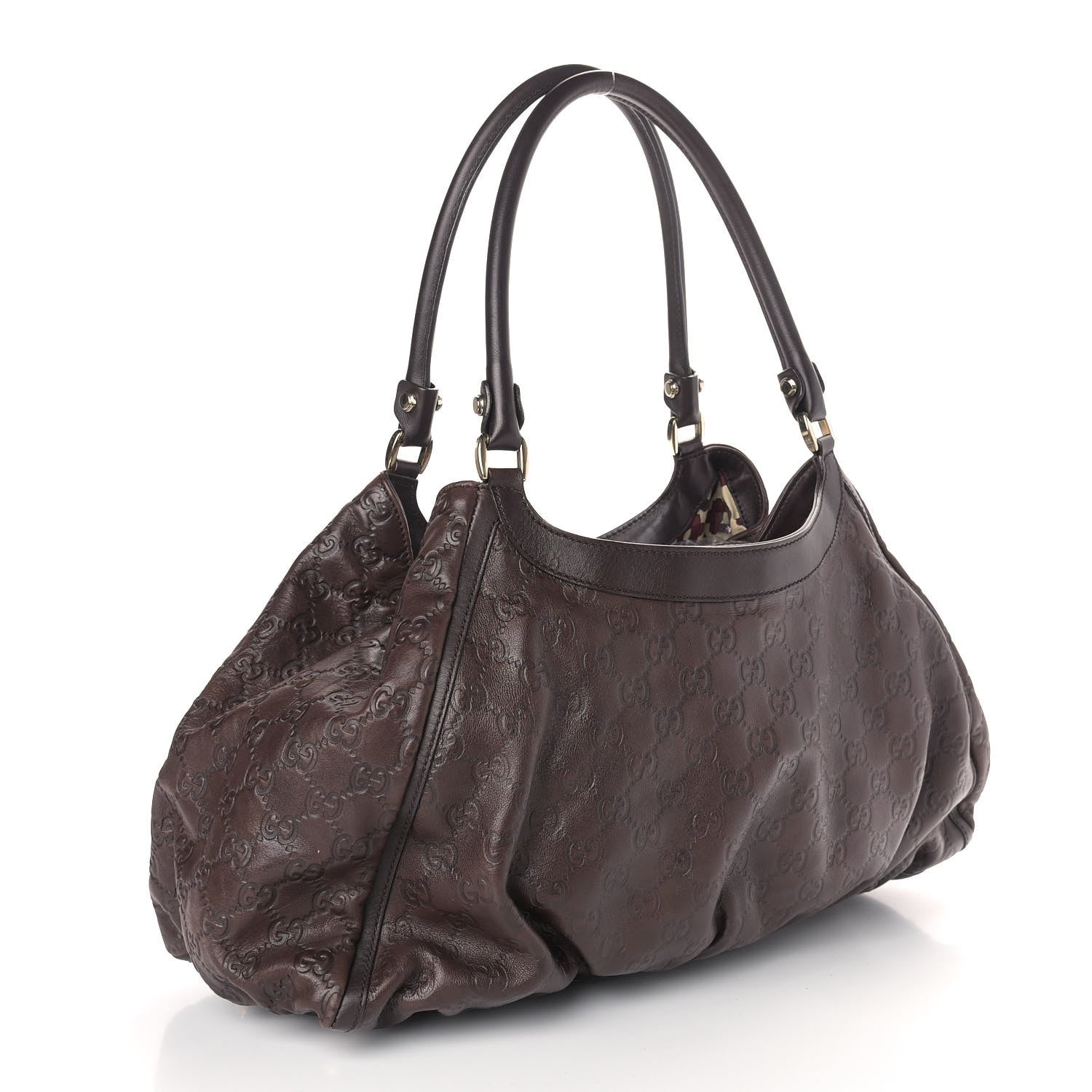 Gucci Guccissima Large D Gold Ring Shoulder Bag Chocolate 3 of 9