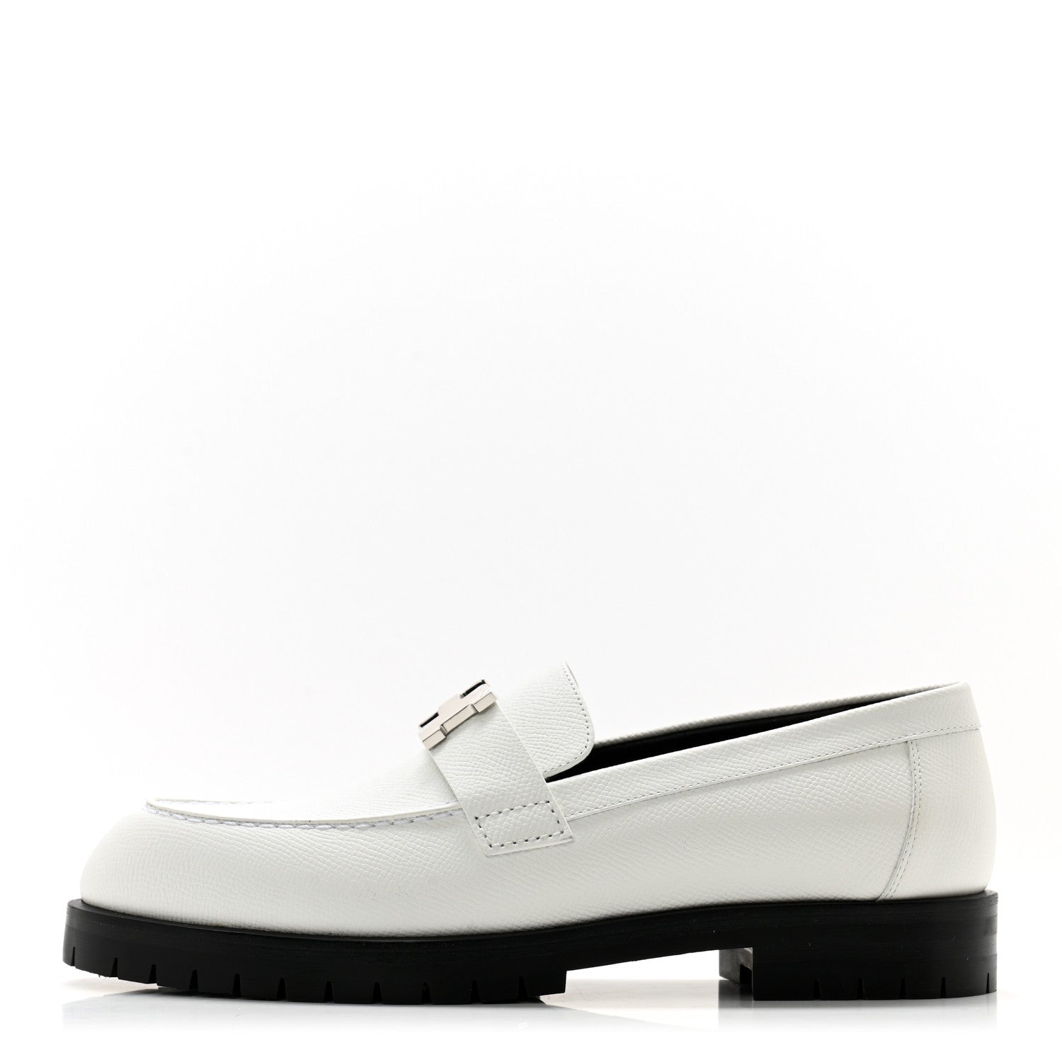 Hermes Epsom Womens Faubourg Loafers 37 White 1 of 10