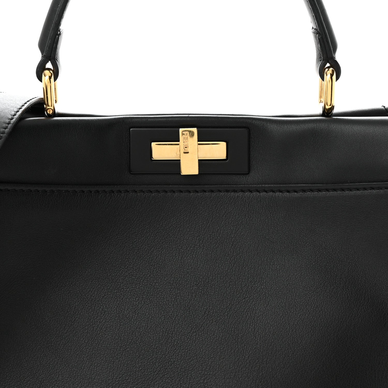 Fendi Vitello Seta Shiny Nappa Medium Peekaboo Iconic Satchel Black 9 of 14