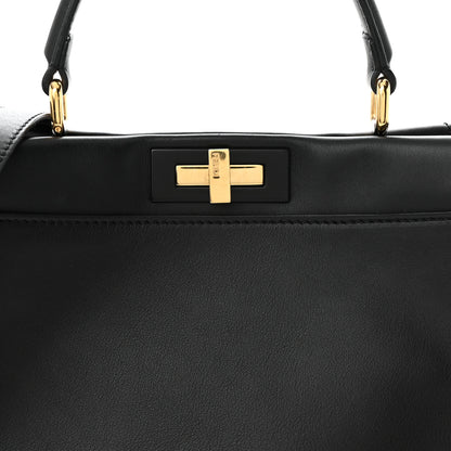 Fendi Vitello Seta Shiny Nappa Medium Peekaboo Iconic Satchel Black 9 of 14
