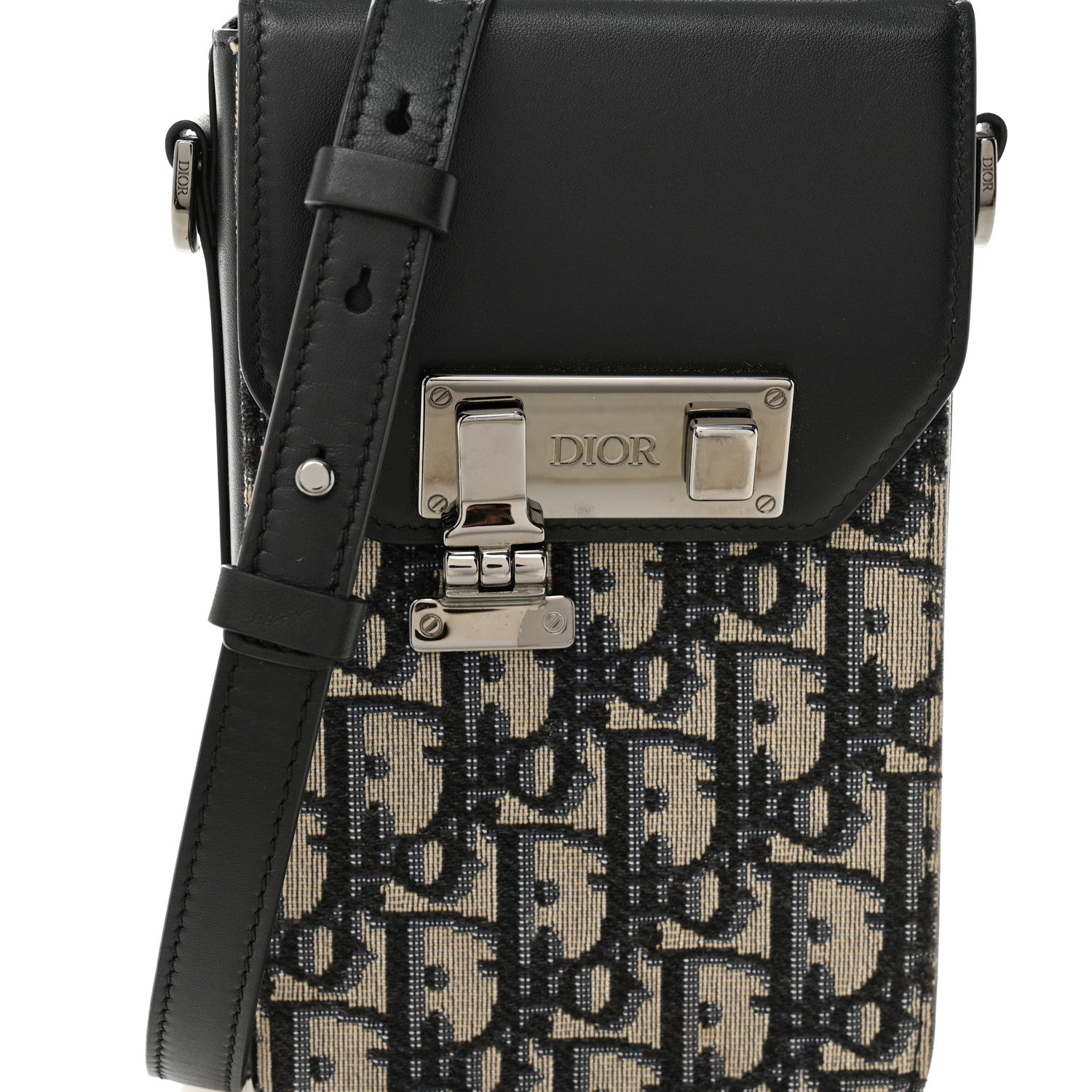 Christian Dior Oblique Calfskin Vertical Pouch Black 7 of 9