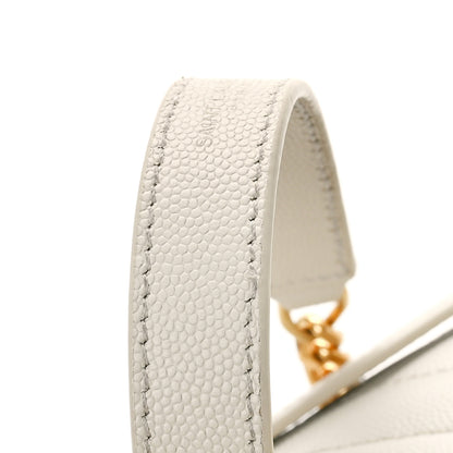 Saint Laurent Grain De Poudre Textured Mixed Matelasse Triquilt Medium Monogram Satchel Crema Soft 21 of 21