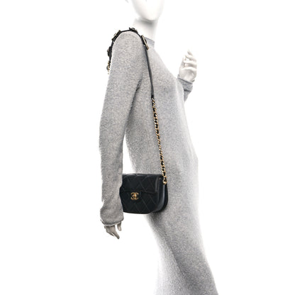 Chanel Shiny Calfskin Quilted Buckle Moon Messenger Black 2 of 10