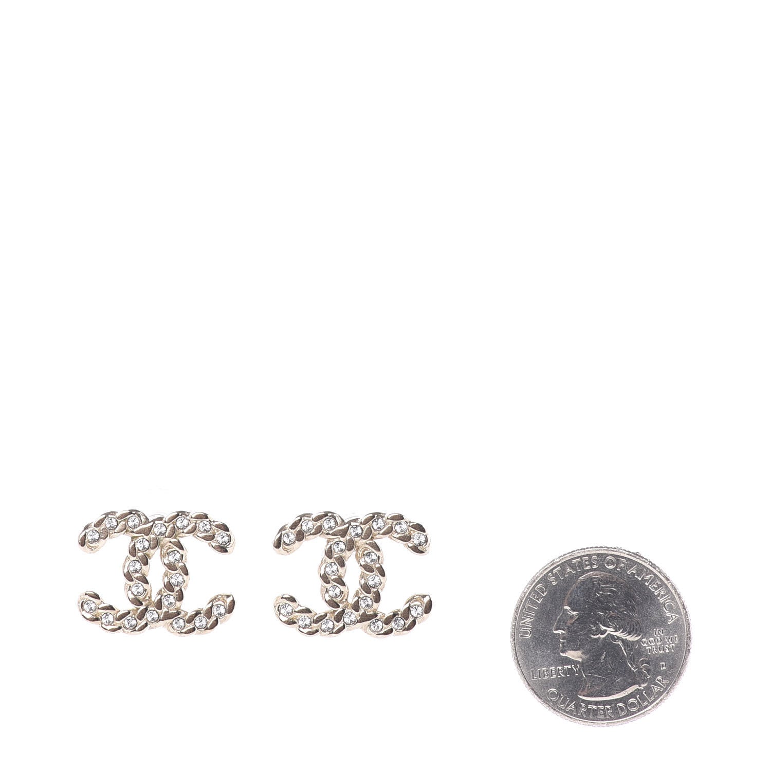 Chanel Crystal Pearls Coronation CC Earrings Gold 2 of 5